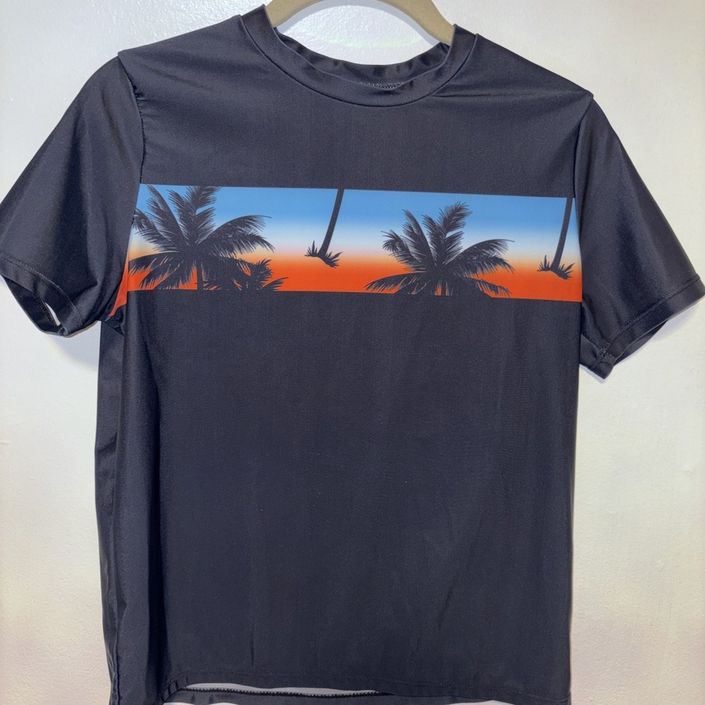 Size L 12 Shein Rashguard Swim multiple colors  palm tree beach